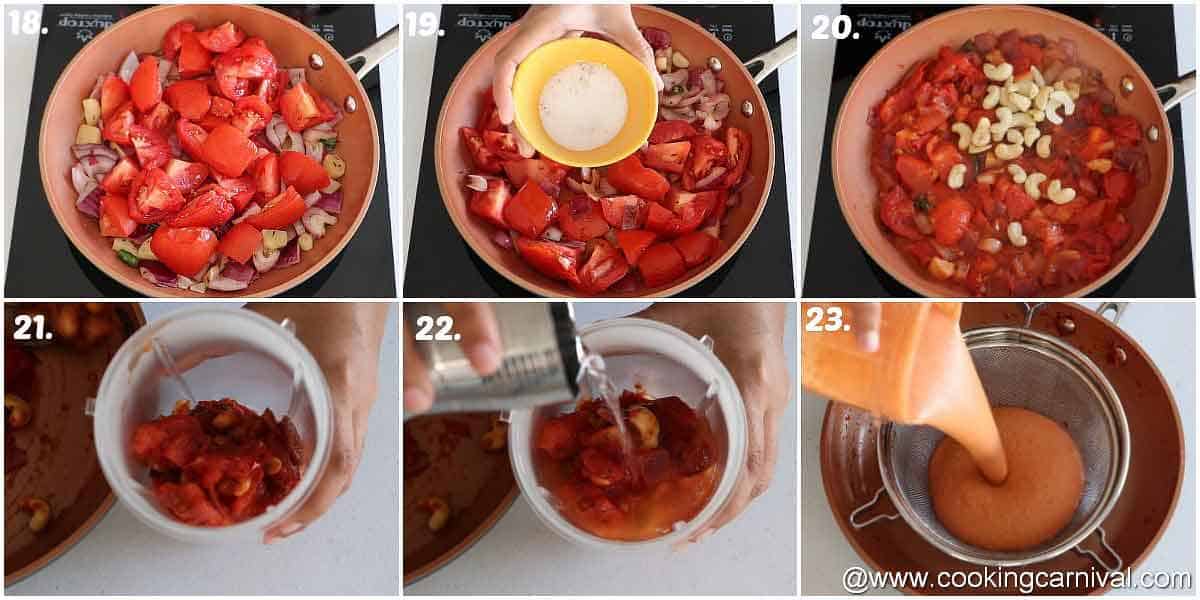 saute tomato and onion mixture and making puree