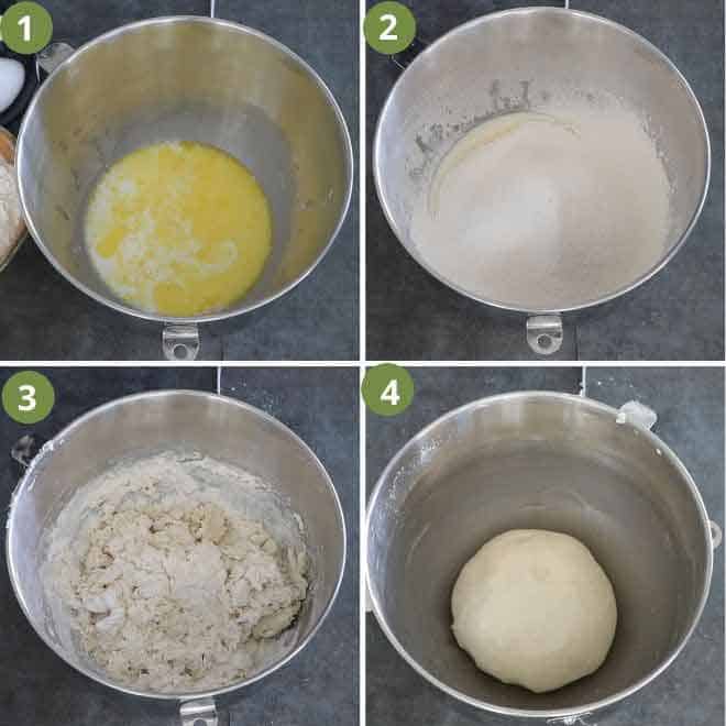Collage of making kulcha dough