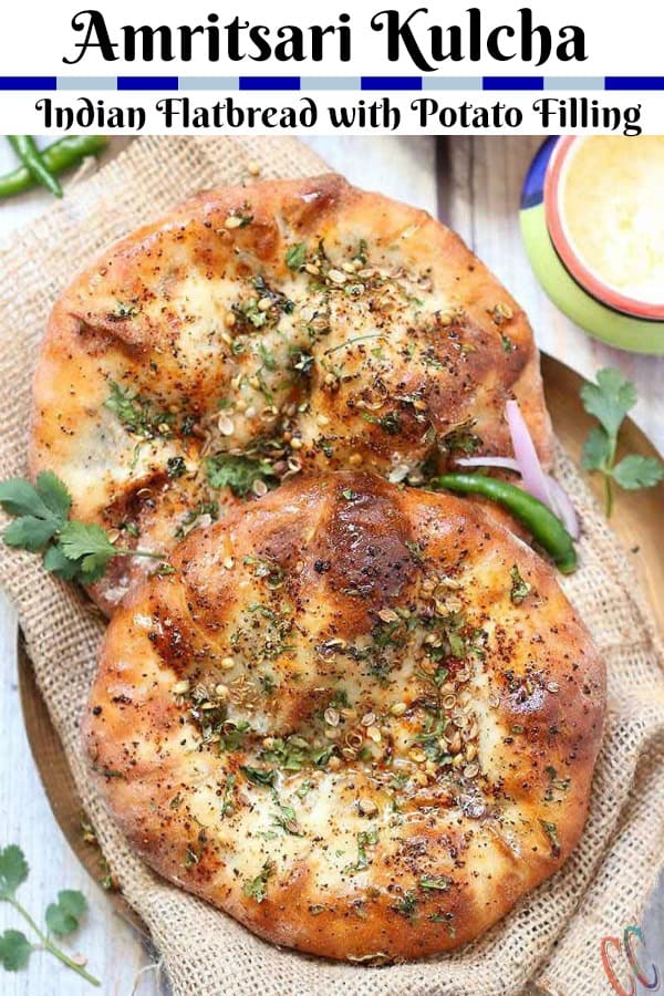 Amritsari Kulcha / Kulcha bread is crisp as well as soft leavened bread which is stuffed with boiled and mashed potatoes and spices. This bread is similar to Naan. This the best and easy Stuffed Kulcha recipe ever.