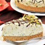 White chocolate pistachio cheesecake