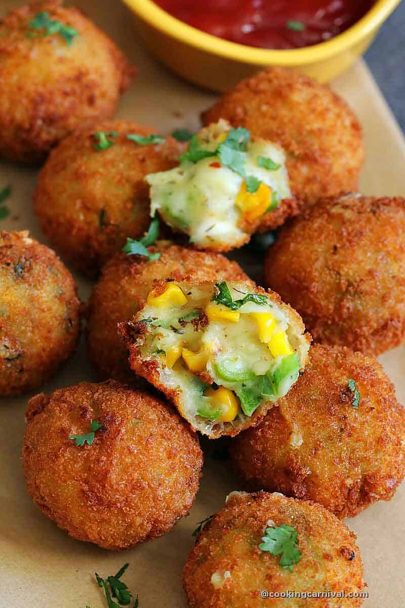 Cheese Corn Balls recipe (Step by step + Video) Cooking Carnival