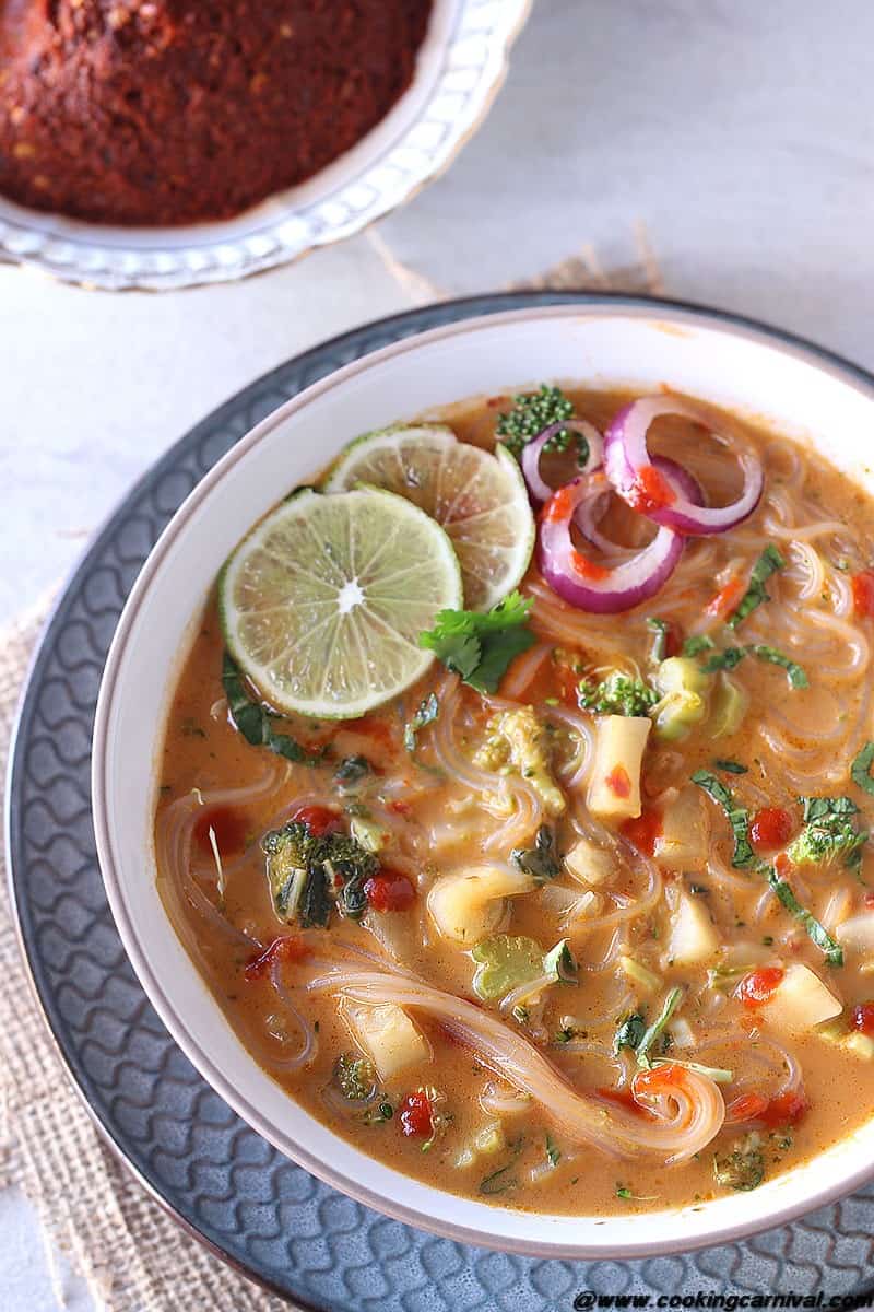 Vegetable Thai Curry Noodle Soup