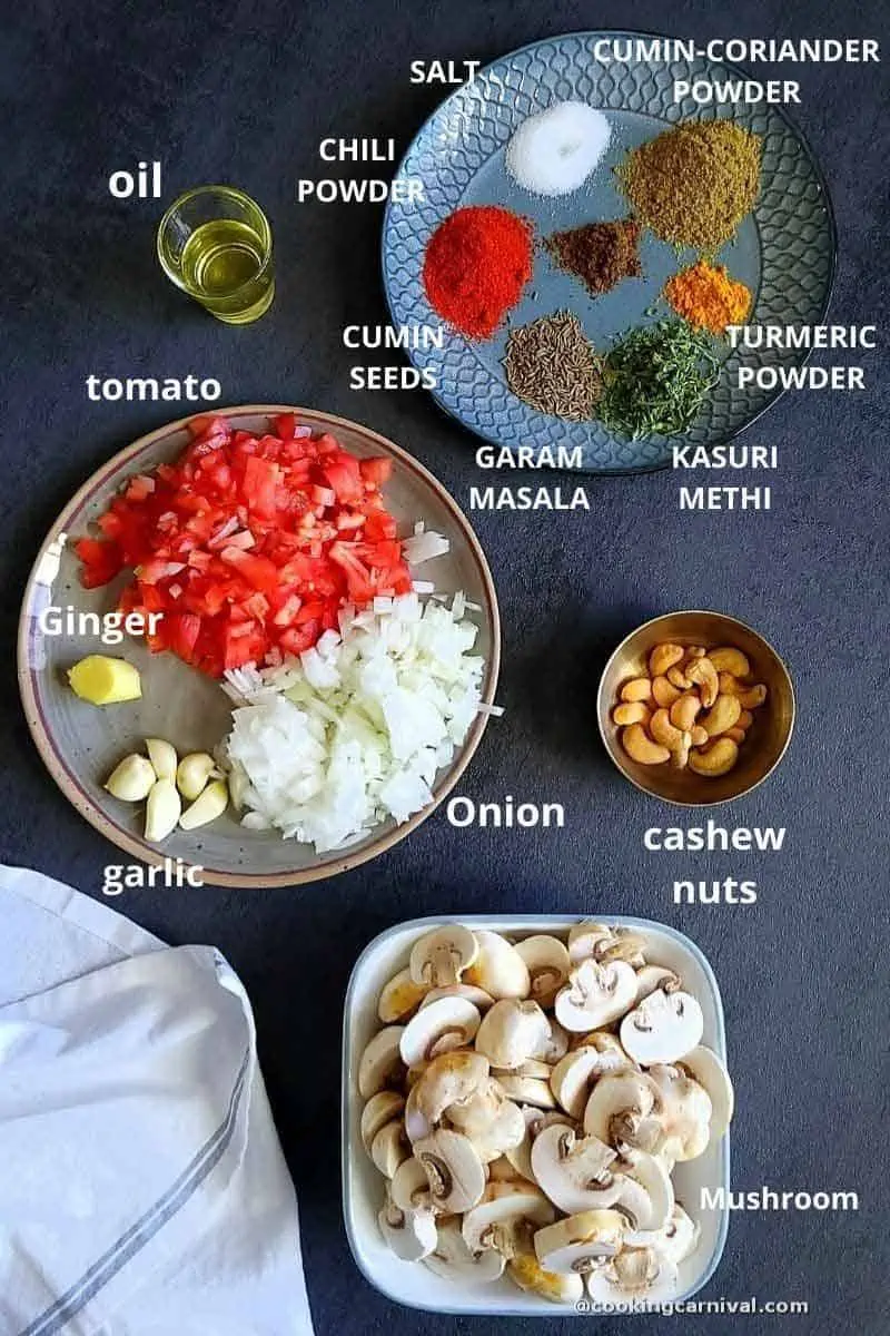 pre measured ingredients for mushroom curry