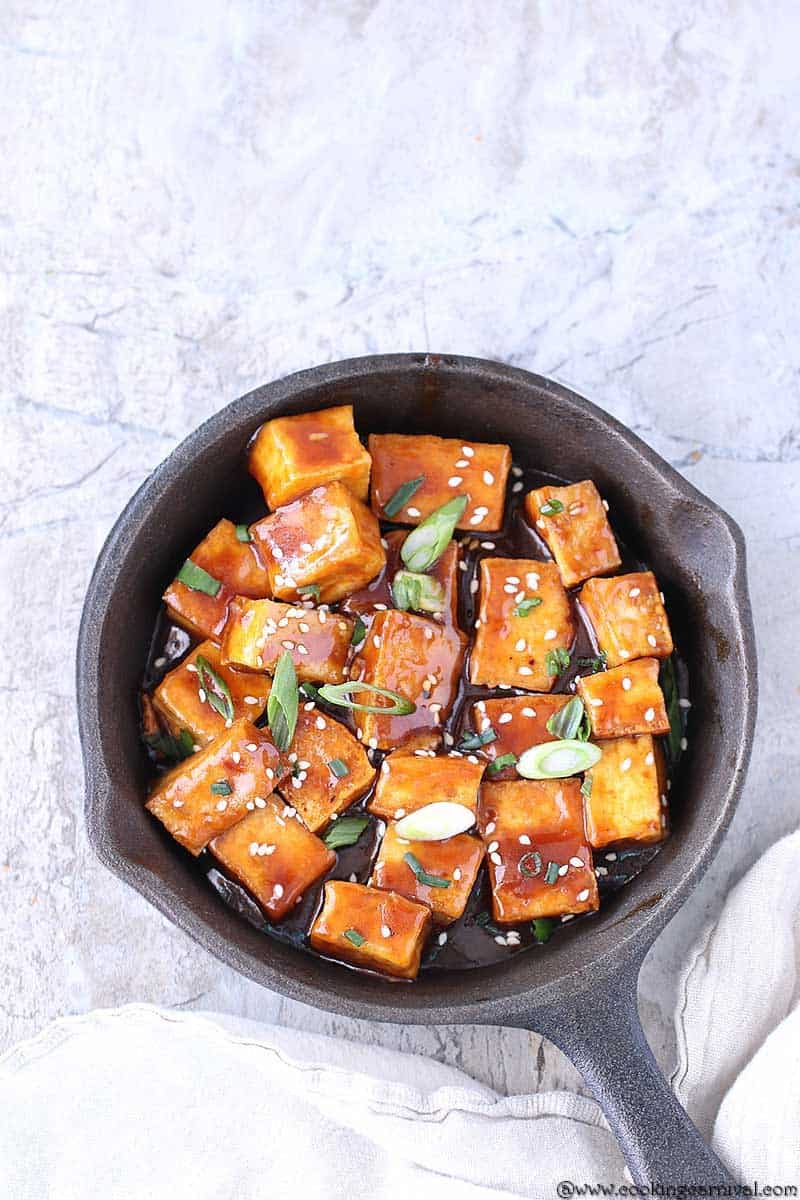 Sweet and spicy crispy tofu