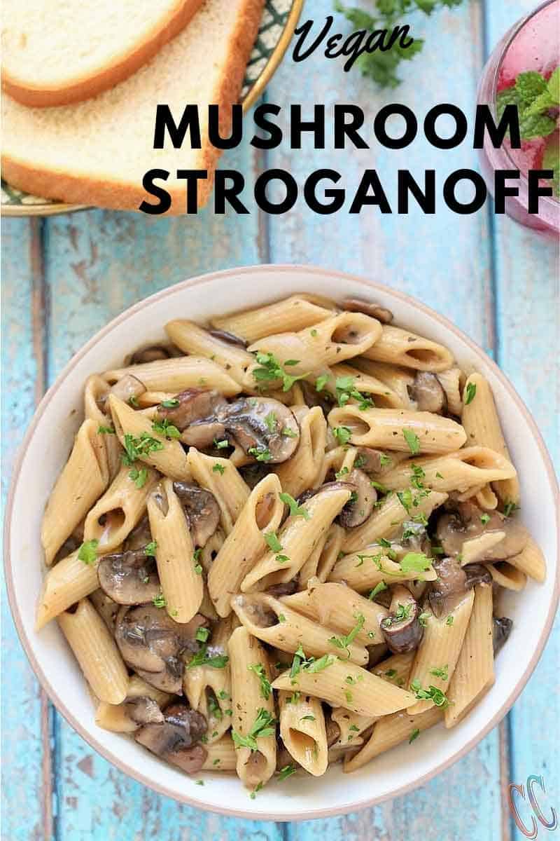 This Instant Pot Vegan Mushroom Stroganoff Recipe is quick, easy, comforting, hearty, savory, creamy, delicious, nut-free and perfect for weeknight Dinner.