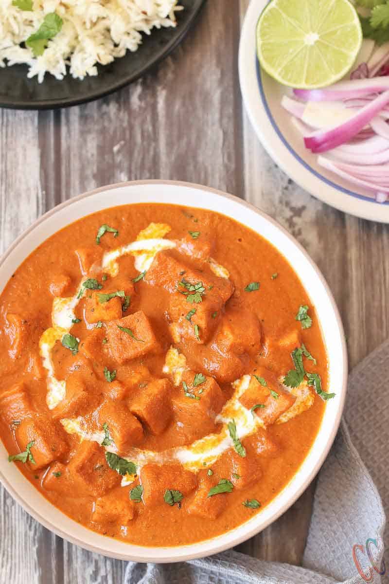 Instant Pot Tofu Tikka Masala - A delicious Gluten-free, Vegan Tofu in Indian Tomato Onion Based sauce recipe which gets ready in no time, is a perfect weeknight meal recipe and tastes best with Rice, Naan or any Indian Flat bread of your choice.