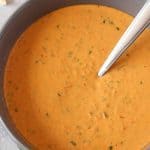 Spicy Roasted Red Pepper Peanut Sauce - Made with Parsley, Peanut butter, Garlic, Lemon juice, Olive oil, Habanero and can be served as a dip, appetizer or as a salad dressing! It is Vegan and Gluten free.