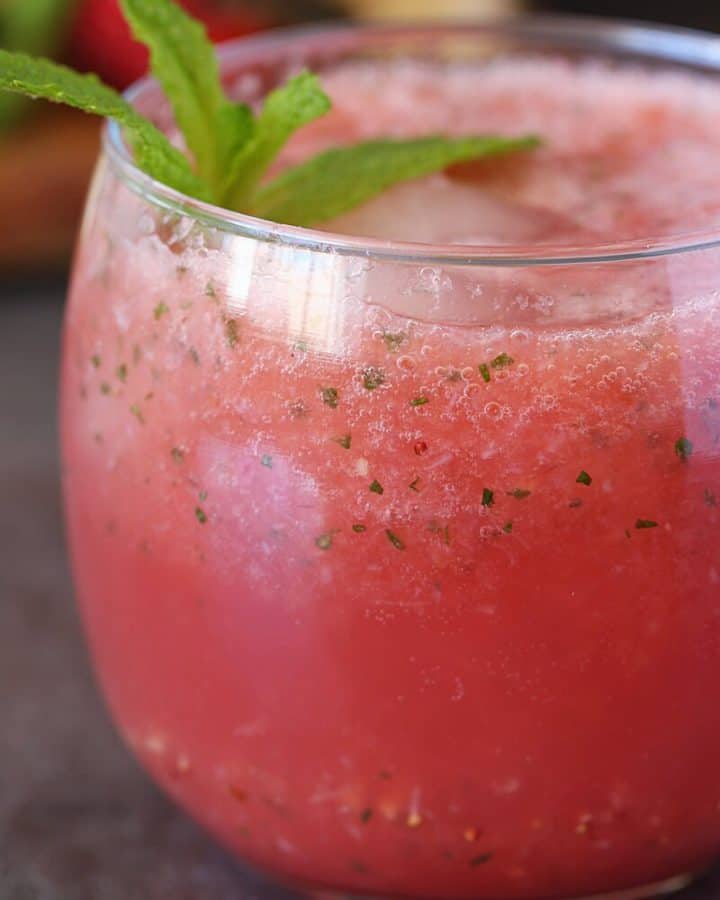 close up shot of strawberry and watermelon lemonade soda