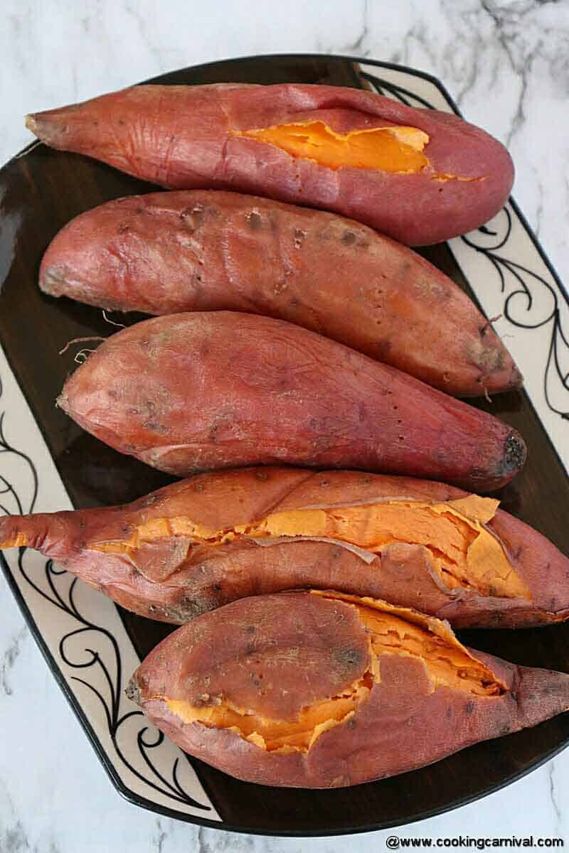 Sweet potatoes in a brown plate