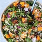 best Roasted Butternut Squash Fall Salad with Balsamic Vinaigrette on a gray board