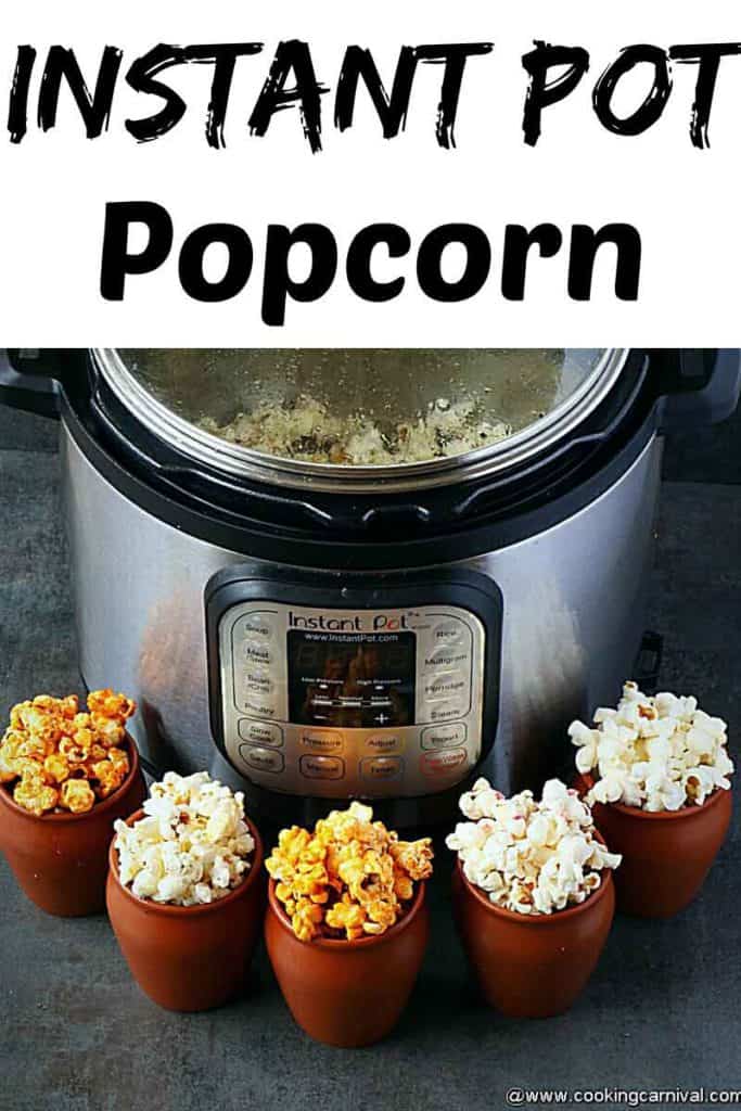5 flavored Popcorns in 5 different mug with instant pot