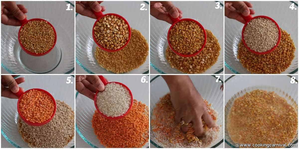 Step by step process for mix dal chilla