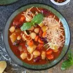 Minestrone soup in a bowl