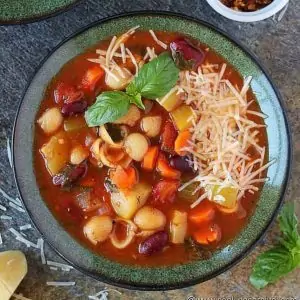 Minestrone soup in a bowl