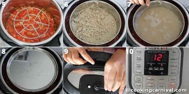 Tomato rasam collage, instant pot pot in pit method