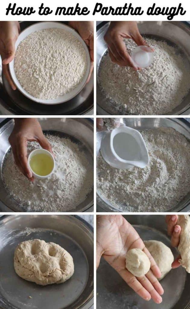 collage of making Whole wheat Paratha recipe