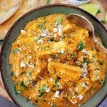 Paneer curry in a bowl