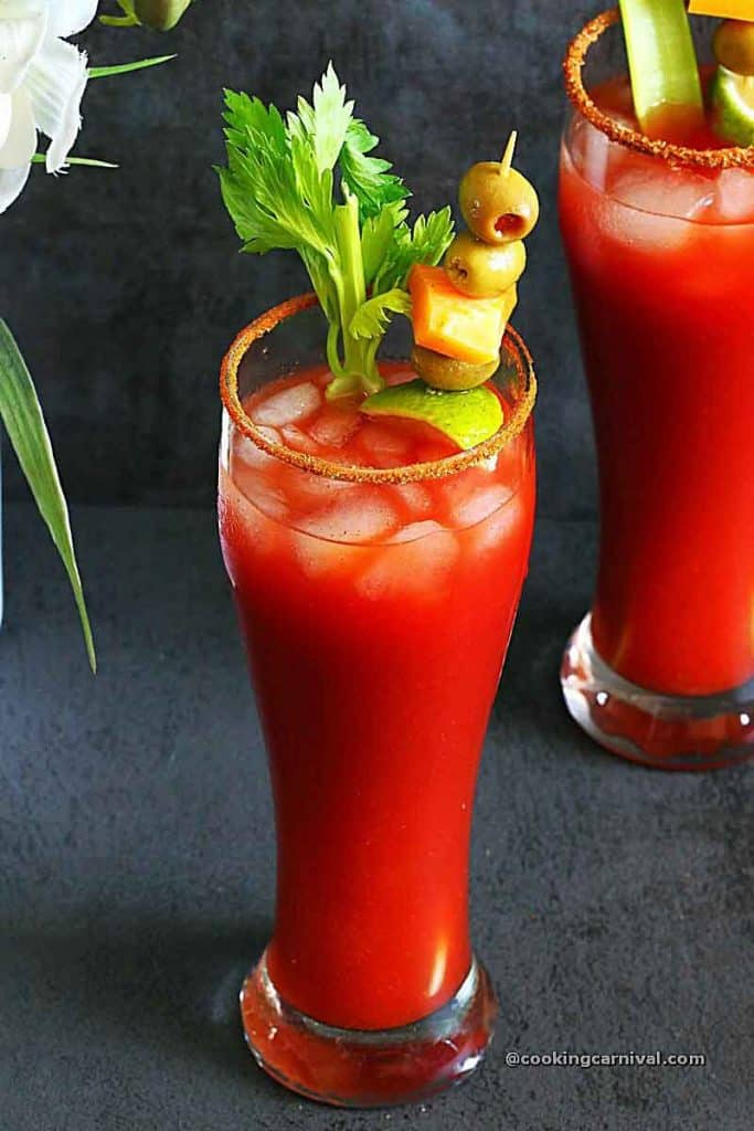 virgin bloody mary in a tall glass