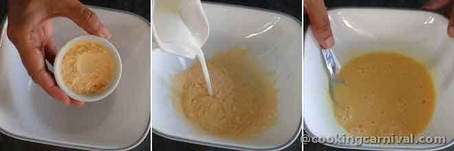 Adding custard powder in milk