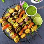 Paneer tikka made in oven with green paste