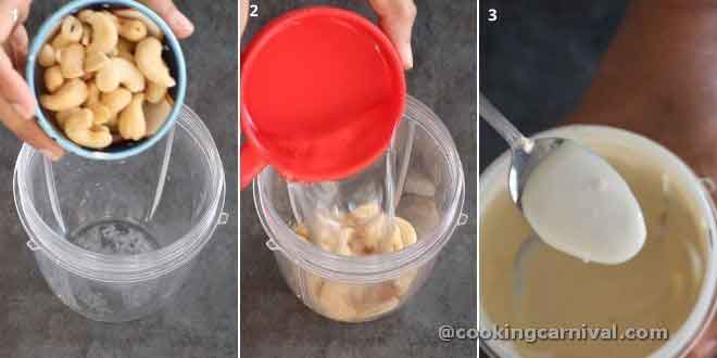 making cashew paste in blender
