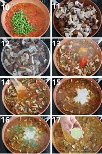 collage of making mushroom masala