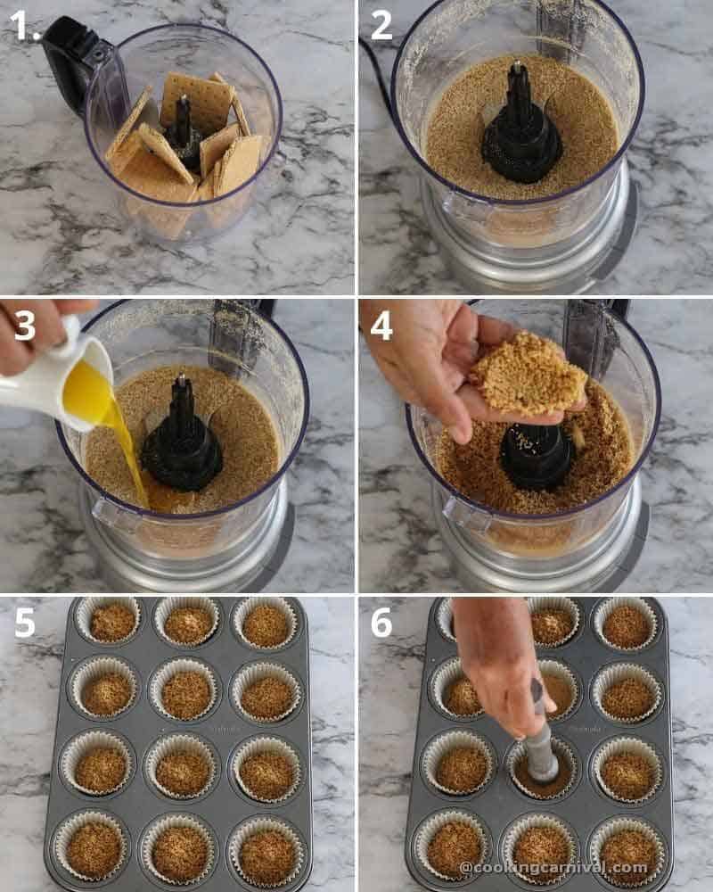 collage of making cheesecake crust