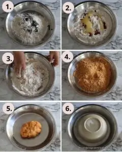 Collage of kneading mathri dough