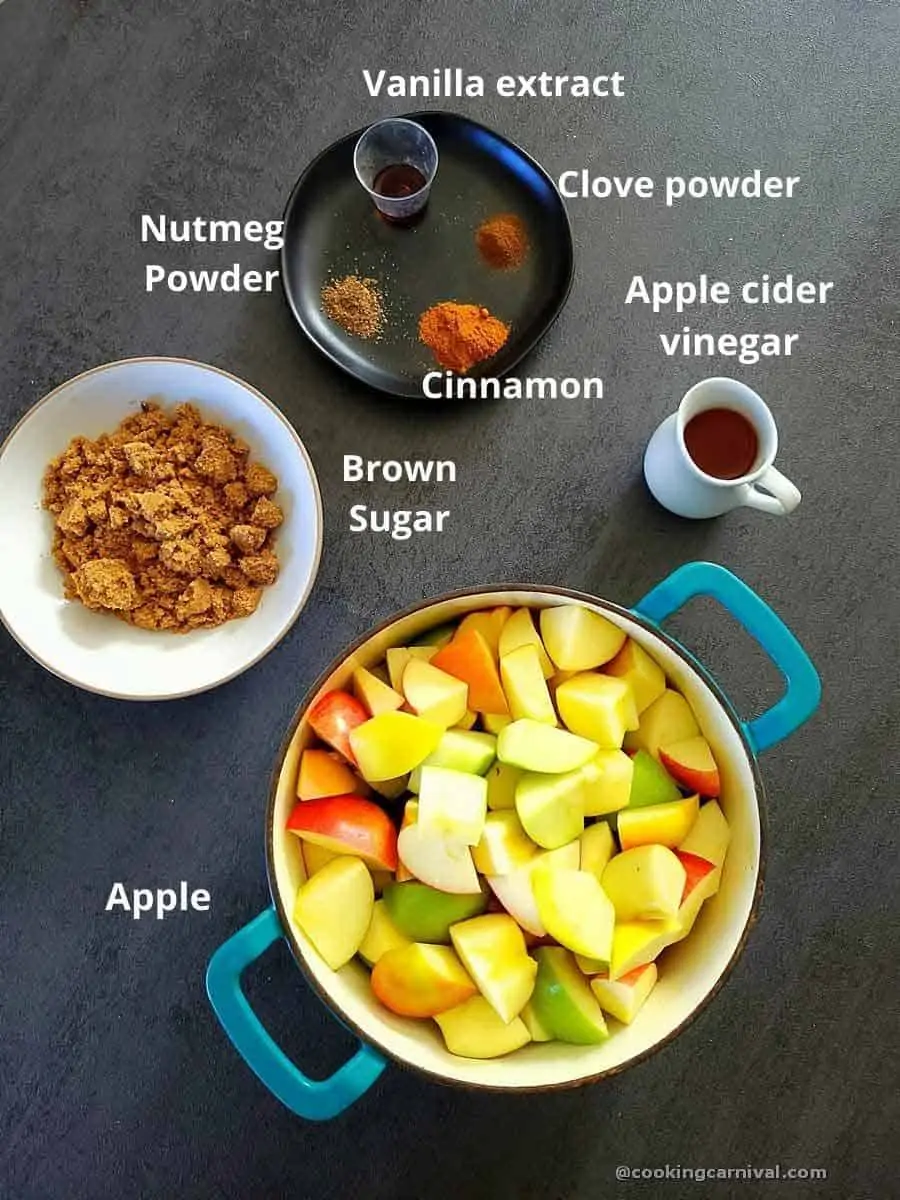 pre-measured ingredients for apple butter recipe