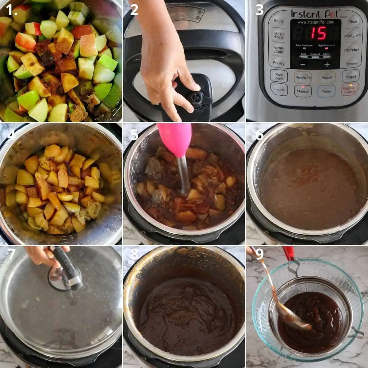 step by step process of making apple butter in instant pot