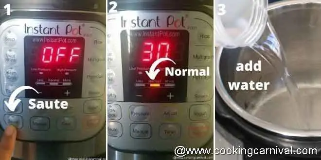 turning on instant pot on saute mode