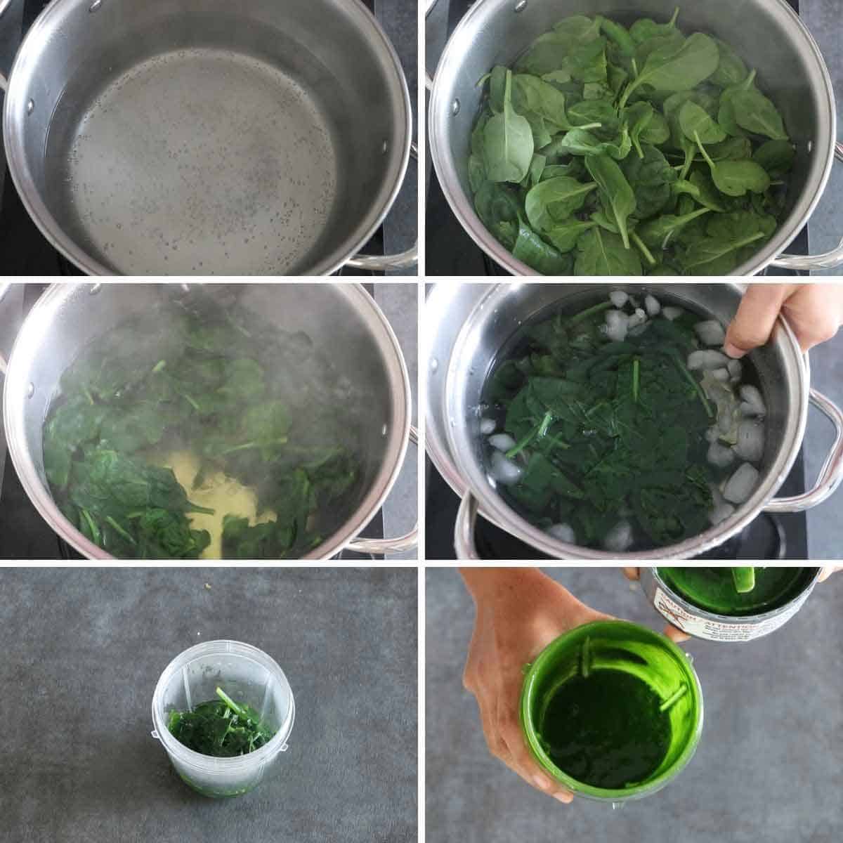 blanching spinach and making spinach puree