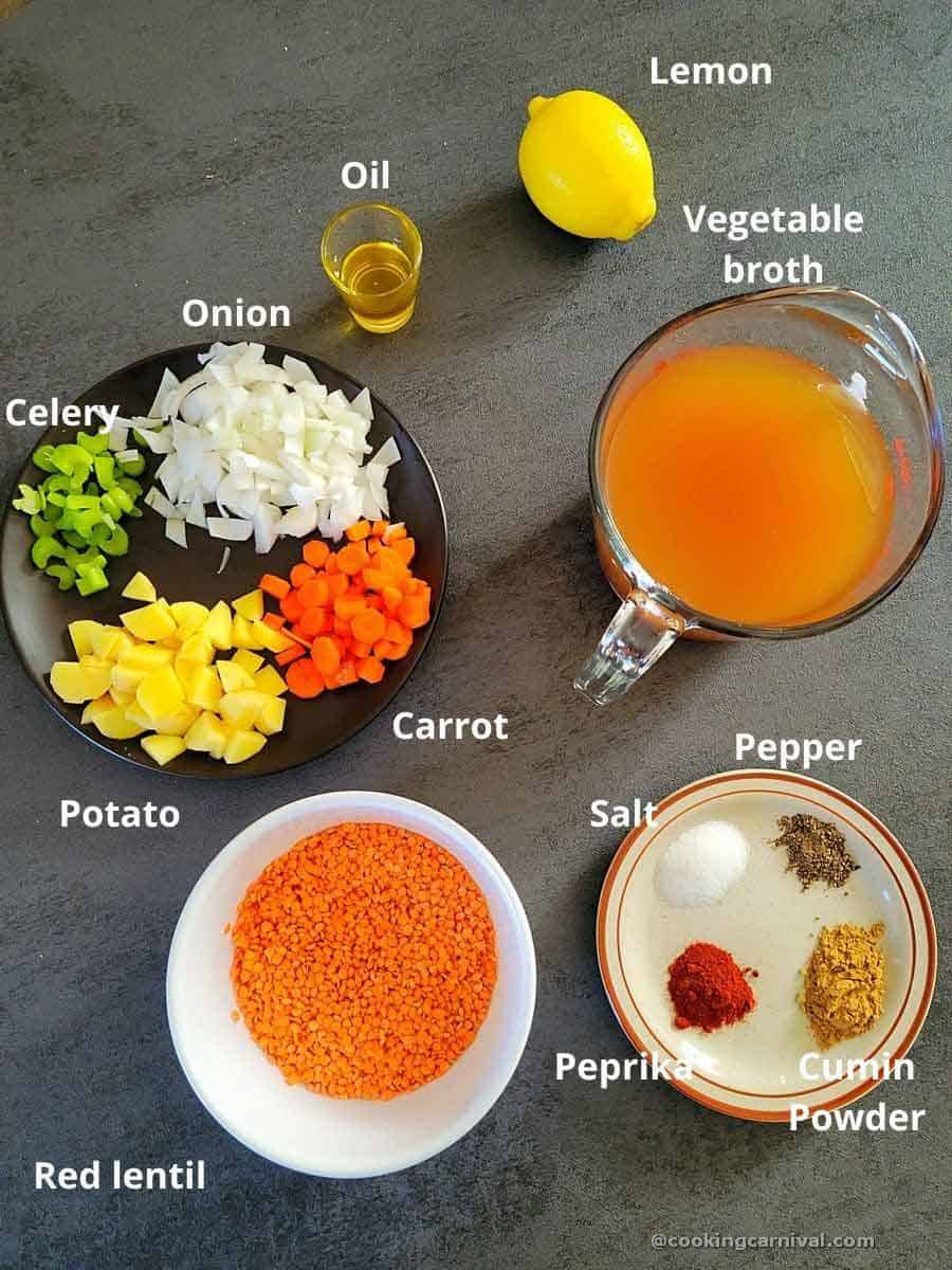 pre-measured ingredients for instant pot lentil soup