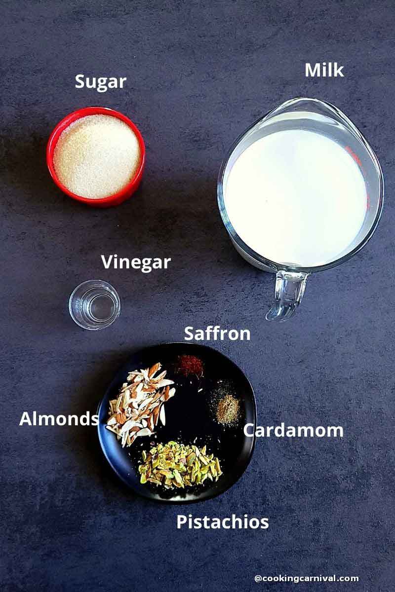 Pre-measure ingredients for Angoor rabdi