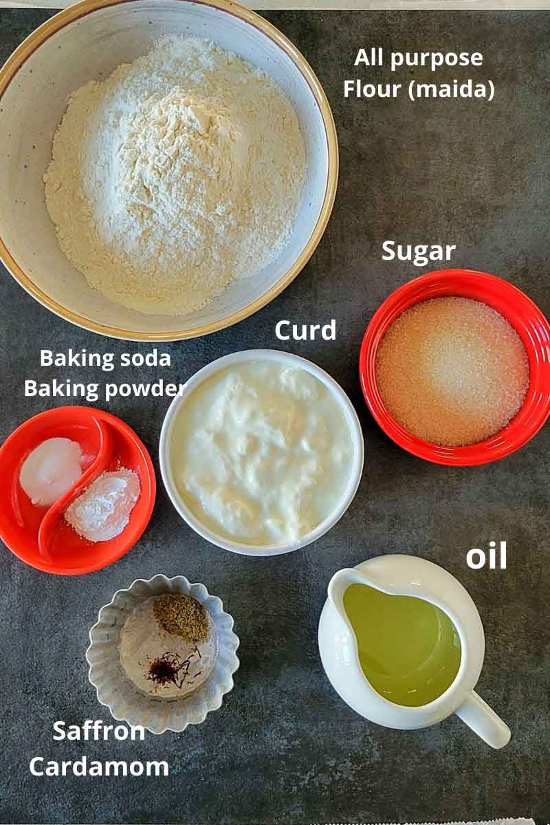 pre measured ingredients for eggless sponge cake