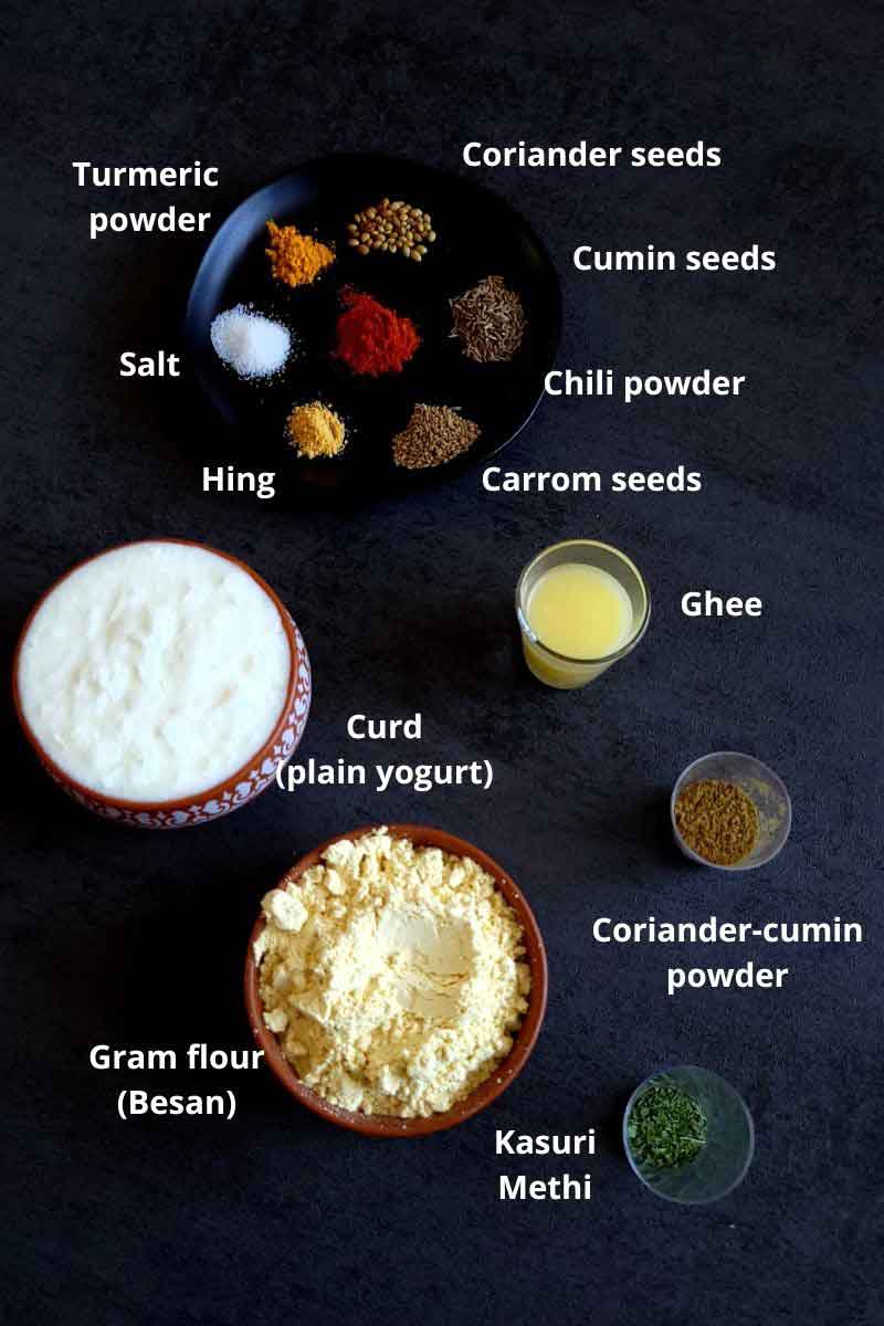Pre-measured ingredients for making gatta sabji