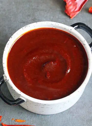 homemade enchilada sauce in a bowl.