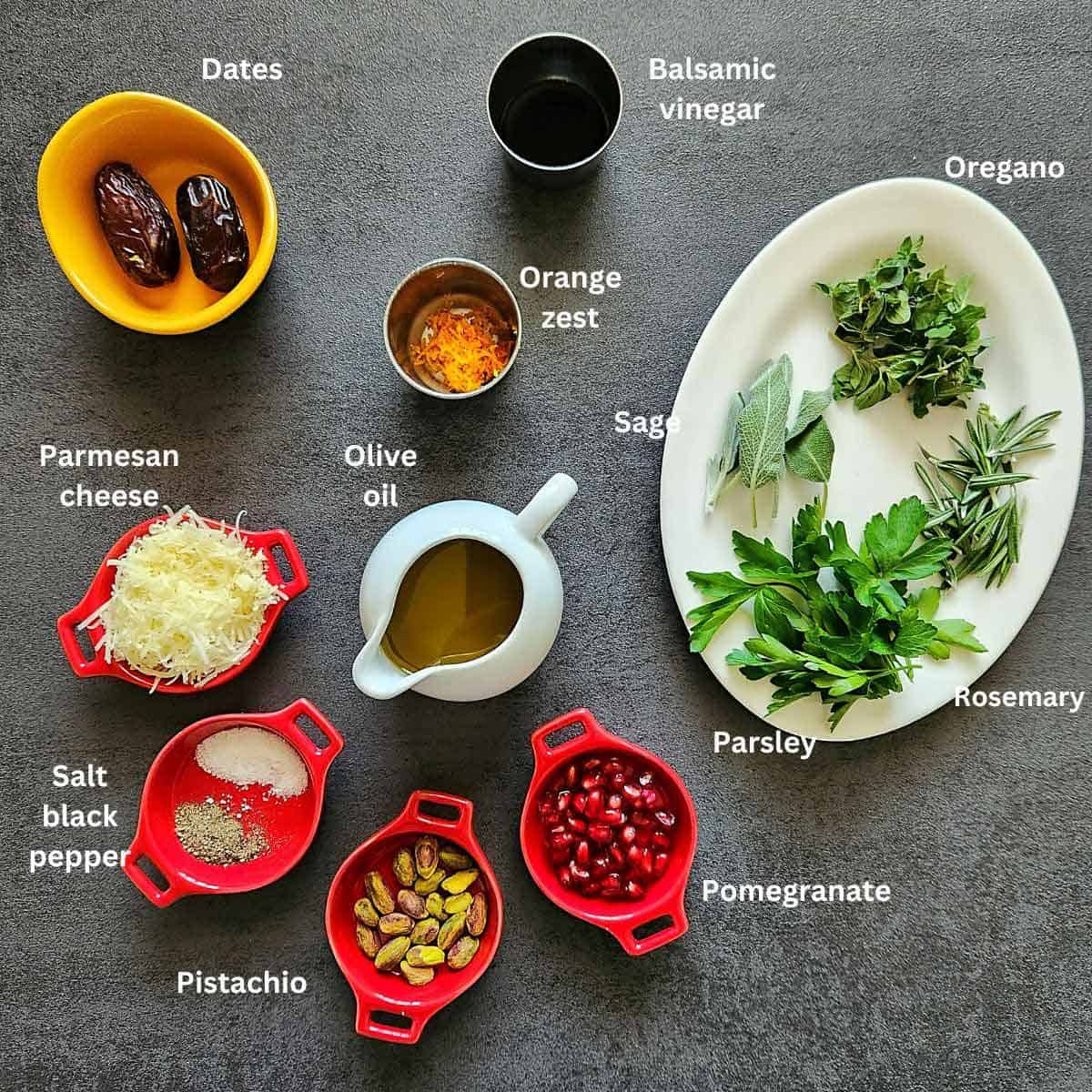 pre measured ingredients for bread dipping oil.