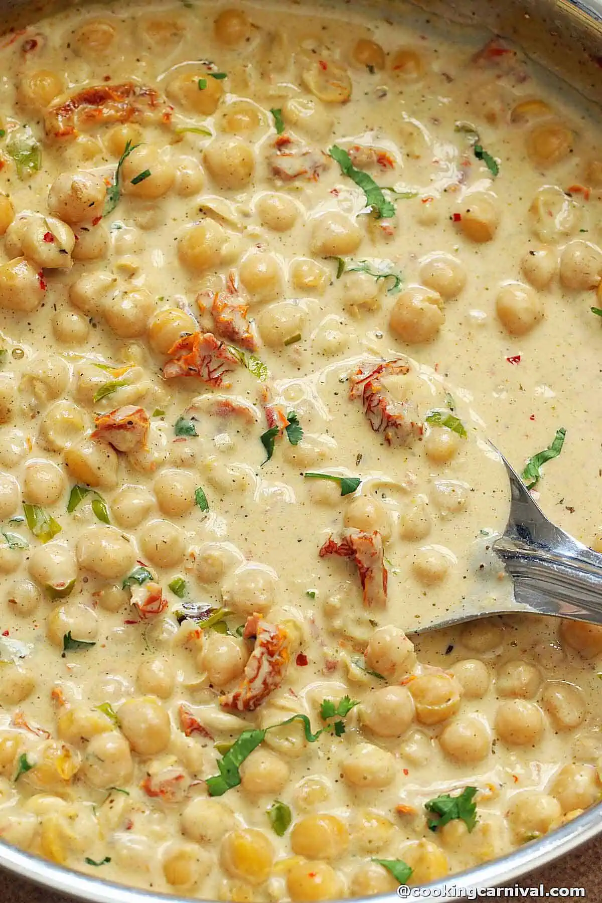 Marry me chickpeas recipe close up shot.
