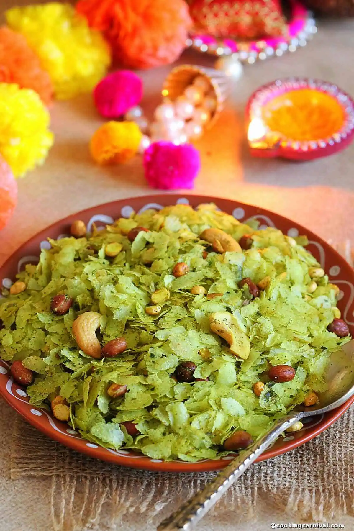Pani Puri chivda on a plate.
