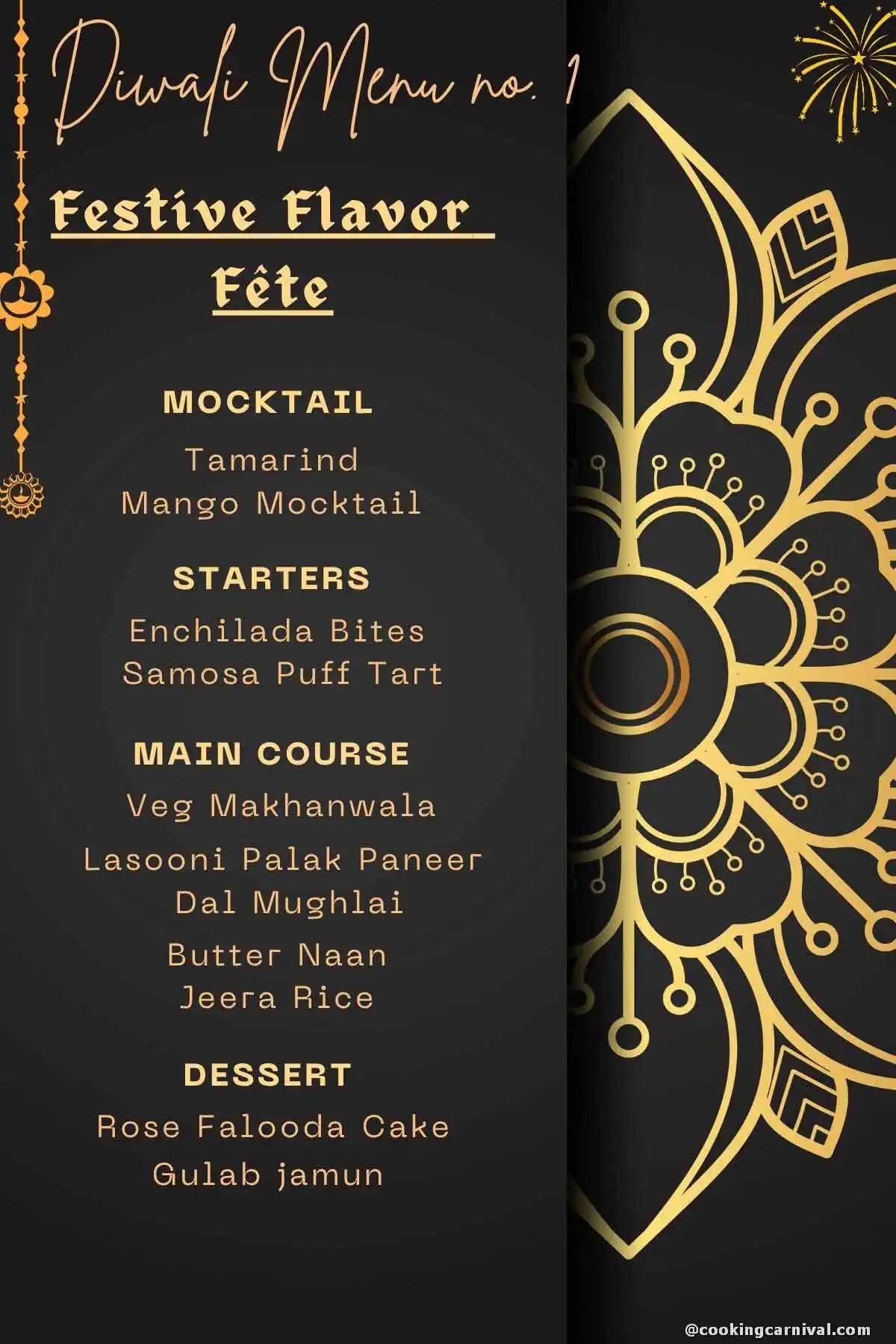 Diwali menu for indian parties.