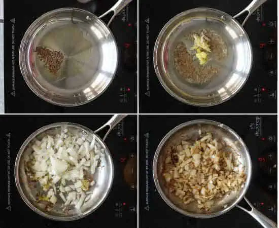sauteing ginger, garlic and onion in oil.