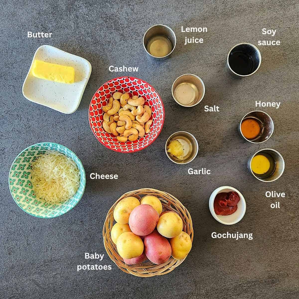 premeasured ingredients for smashed potatoes.